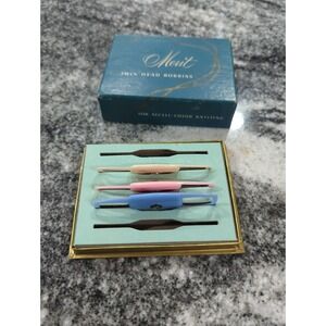 Vintage Hard Plastic Merit Twin Head Bobbins set of 3 with original box